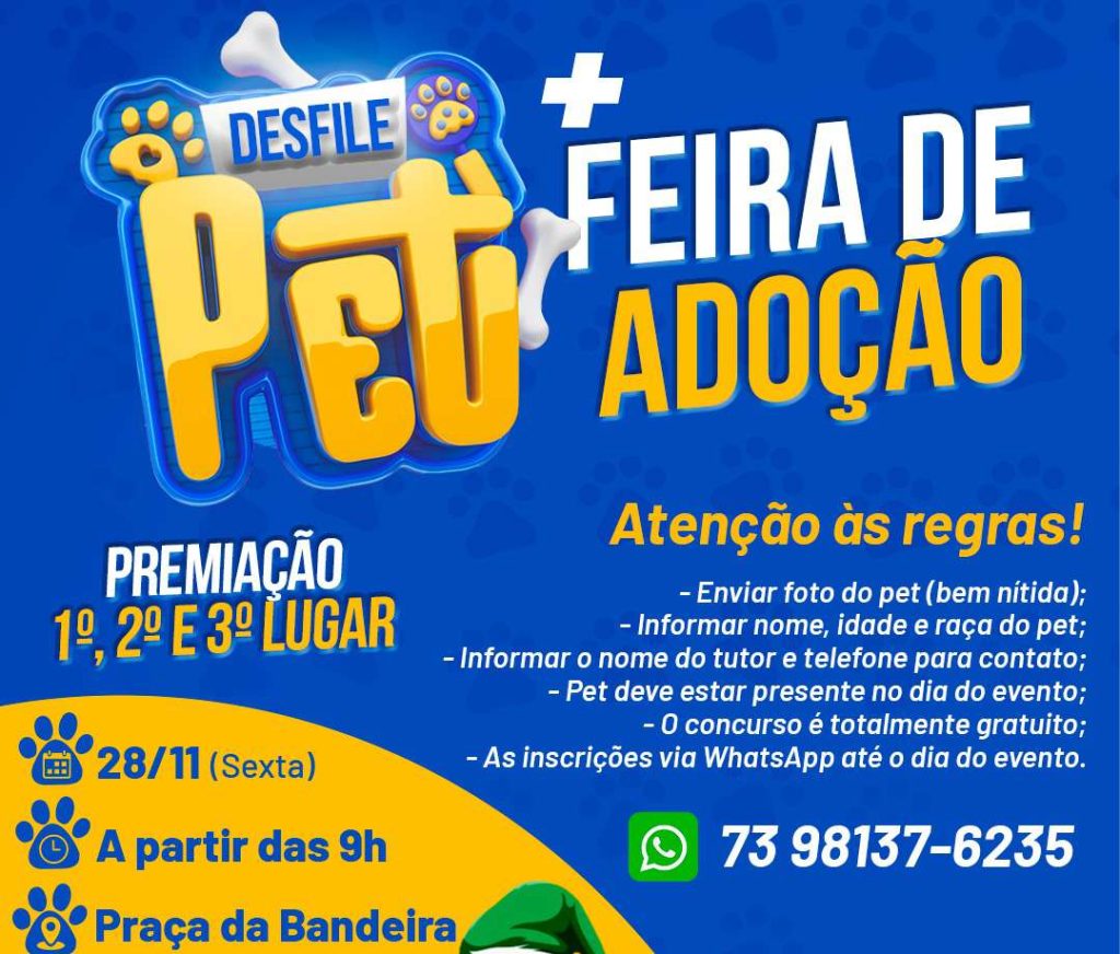 Eunápolis promove 2ª Feira PET com adoção de cães e gatos e serviços gratuitos